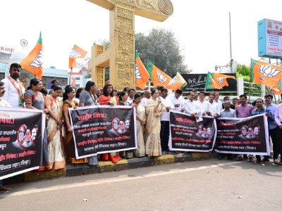 कॉंग्रेसने केलेल्या कंत्राटी भरतीचा निषेध आज शहर भाजपाच्या वतीने करण्यात आला